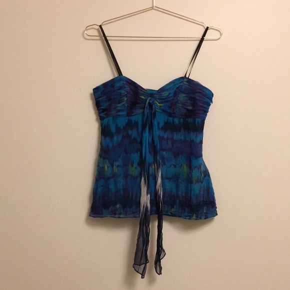 Laundry By Shelli Segal Tops - Silk Blue Tie-Dye Strapless Going Out Top